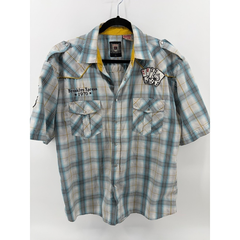 Brooklyn Express, Pearl Snap, Button Down Shirt, Men's Size Large, Pre-Owned